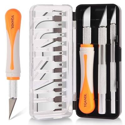 16-Piece Exacto Knife Set: 3 Hobby Knives &13 Industrial-Grade SK5 Steel Blades - Professional Craft Knife Set for DIY, Leather Craft, Pumpkin Carving