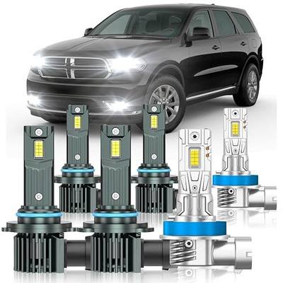 Fit for Dodge Durango 2014-2020 Light Bulbs, High/Low Beam Fog Light Bulbs Combo, 800% Brightness, 6000K Cool White, Plug and Play, Pack of 6
