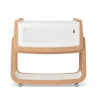 SnuzPod 5 Bedside Bassinet for Baby - Newborn Bed with Zip Down Breathable Windows, Rocking Bedside Sleeper with Lift-Off Bassinet, Portable 3-in-1 Baby Cradle with Wheels & Mattress, Natural