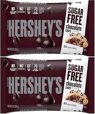 Hershey Zero Sugar Chocolate Baking Chips 8 oz Bags - Pack of 2 - Delicious for Baking or Eating - Make Sweet Treats that Everyone will Love - Gluten Free