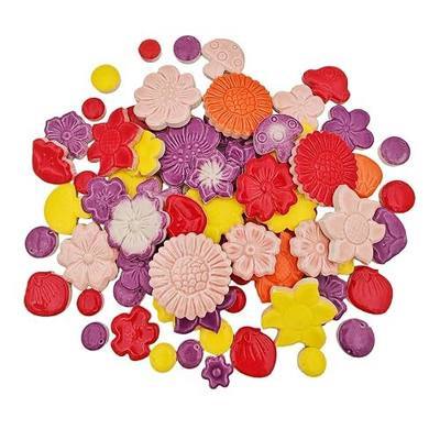 500g/1.1lb Ceramic Mosaic Tiles Mixed Shapes of Flowers, Berries, Mushrooms for Home Decoration or DIY Crafts,Mosaic Puzzle or Mosaic Making Supplies. (Mixed Color)