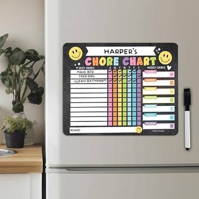 Hadley Designs Magnetic Chore Chart for Kids – Behavior Chart for Kids at Home, Dry Erase Weekly Reward Charts for Children at Home, Responsibility Tracker for Weekly Tasks, Retro Toddler Chore Board