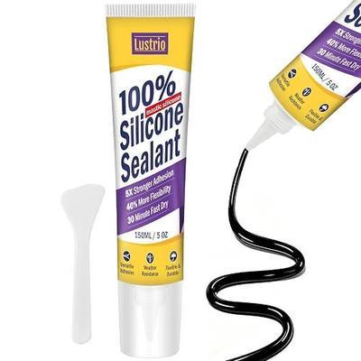 Silicone Sealant 5oz, No Caulking Gun Needed Flexible Adhesive Caulk, 100% Waterproof UV Weather Resistant Crack Proof Sealant for Kitchen Bathroom Shower Window Auto( Black)
