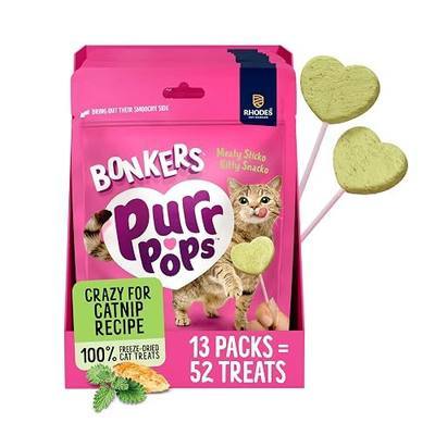 Bonkers Purrpops Freeze-Dried Catnip Flavored Lollipop Cat Treats, 4 Pieces (Pack of 13)