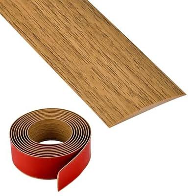 Vinyl Floor Transition Strip, Self Adhesive Floor Cover Strip PVC Laminate Threshold Strip Bar Flat Divider Strip for Floor Gaps, Doorways Threshold, Carpet, 2" Wide (Light Brown Wood Grain, 3.28Ft)