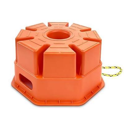 HOXWELL 6" H Trailer Jack Block with Handle, RV Stabilizer Blocks for Any Tongue Jack, RV Leveling Blocks for Travel Trailers Wheels, Stackable & Portable, 1 Pack, Orange
