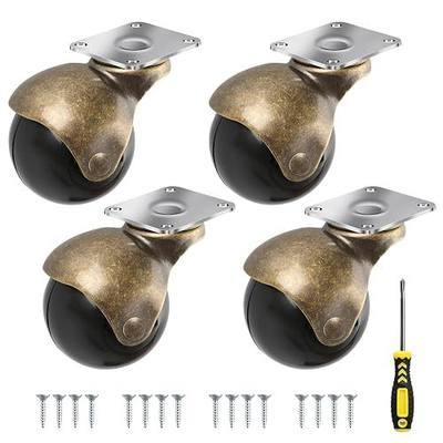 2 in Ball Caster Wheels - Heavy Duty 1200LBS,360° Swivel,Top Plate Casters Set of 4,Low Noise,Non Marking,Brass Antique Castor Wheels for Furniture,Chairs, Cabinets,Carts
