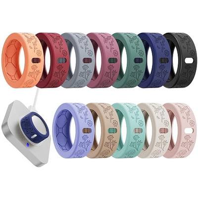 YWXTW Floral Cover for Oura Ring 4/3/ 4 Ceramic/Samsung/Ultrahuman, Support Charging Silicone Ring Protector for Women/Girls/Men, Dressy Accessories, 12 Pack (Multicolor, S)