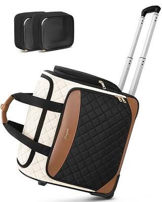 Arcoyard Sewing Machine Case with Wheels, Rolling Sewing Machine Carrying Case with Removable Bottom Pad & 2 Packing Cubes Storage, No Installation Required, Compatible with Singer, Brother, Brown