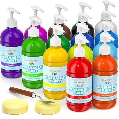 Shuttle Art 14 Colors Washable Paint for Kids, 16 oz Bulk Tempera Paint with Pump, Non-Toxic Kids Washable Paint for Art and Crafts, Home & School Must Haves