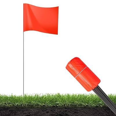 15x4x5 Inch Marking Flags – High-Visibility Yard & Lawn Flags for Boundary, Dog Training, Landscaping, Sprinklers, Surveying & Construction | Durable, UV & Weather Resistant (Orange, 100 Pack)