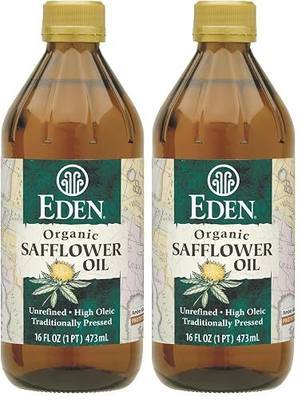 Eden Organic Safflower Oil, Unrefined, High Oleic, Traditionally Pressed, 16 fl oz Amber Glass (Pack of 2)