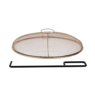 TIKI Fire Pit Screen & Poker Set – Spark Protector, Ember Guard & Fire Poker for Safe Smokeless Fires – Durable Gold & Black Metal Fire Pit Accessories - Fits Patio, Social, and Huddle Fire Pits
