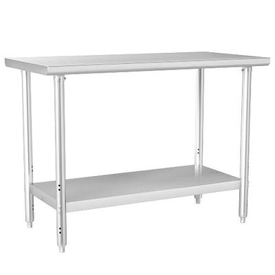 HARDURA All Stainless Steel Table 24X48 Inches | Metal Table, Commercial Kitchen Prep Table, Adjustable Undershelf, For Prep