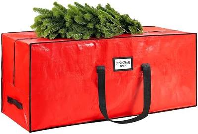 9 ft Christmas Tree Storage Bag, Fits Extra Large Artificial Holiday Xmas Tree, Waterproof Material with Durable Reinforced Handles & Dual Zippers, Protects From Dust and Moisture, Red
