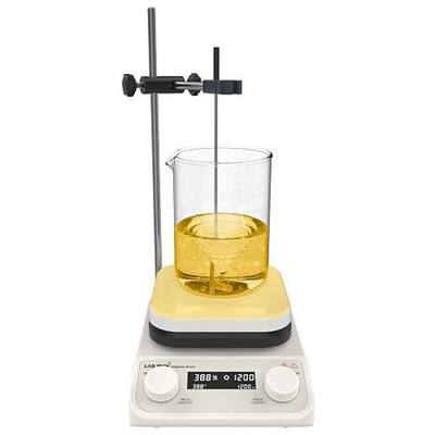 LAB FISH HS6C Magnetic Stirrer Hot Plate, 280℃ 200-1500RPM | 5.2 inch square ceramic hot plate, 3L, digital control, external temp probe, stand & stir bar for lab