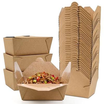 EcoDispose 80 Pack 45 oz Kraft Paper Takeout Food Containers | Fold to Go Boxes, Microwavable, Leakproof, Oil Resistant, Safe for Hot & Cold Storage