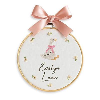 Personalized Baby Name Sign Welcome Baby Announcement Sign Newborn Baby Embroidery Hoop with Bows Baby Hospital Name Sign Custom Infant Baby Name Baby Shower Gifts (08)