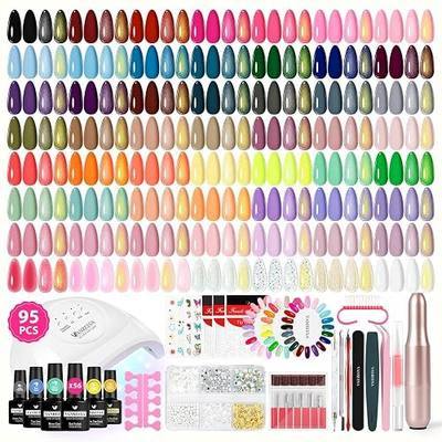 VANREESA 95PCS Gel Nail Kit with 48W U V Nail Lamp and Electric Nail Drill | 56 All Seasons Colors Gel Nail Polish with 1 Base & 4 Top Coat Complete Gel Nail Polish Set for Beginners Gifts for Women