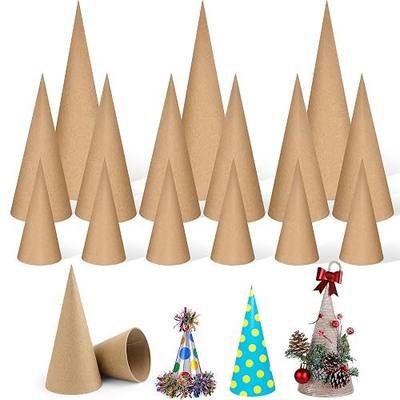 Luxiv 15P Paper Mache Cone Set 3 Sizes Cardboard Craft Cones for DIY Art | 15P Thick Paper Mache Cones 3P 13.75:x5"/6P 10"x4"/6P 6"x2.75" Durable Cardboard For DIY Crafts, Painting, Decor, Art Project