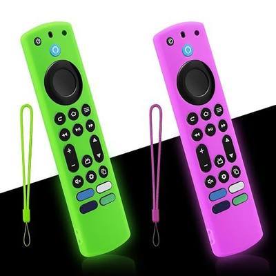 2-Pack Remote Cover for Insignia Streaming Stick TV, Glowing Green & Purple | Glowing in the Dark, GITD! Anti-Slip Silicone Protective Case with Lanyard for Remote Control