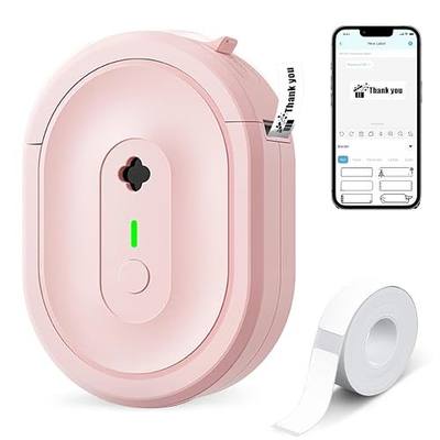 Label Maker Machine with Tape, N12 Portable Bluetooth Label Printer, Wireless Mini Label Makers Thermal Sticker with Multiple Templates for Home, Kitchen, School, Office Organization, Pink