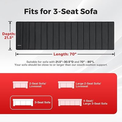 Comfyanno Couch Cushion Support Board, Repairs Sagging 3-Seat Sofa, Ready to Use, 21.5" x 70", Heavy-Duty Solid Wood Board, Safe Corner, Sinking Couch & Sofa Fix Saver
