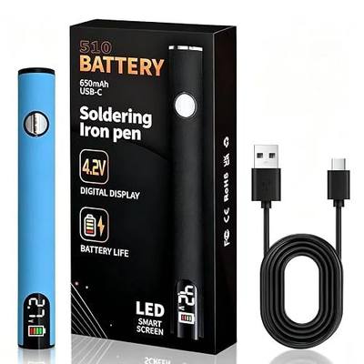 Portable Soldering Iron Cart Pen - USB-C Rechargeable with LED Screen, 510 Thread Universal Connector,3-Temp Ceramic Heating, 650mAh for Electronics Repair, DIY,& Phone Fix