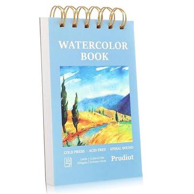 35 Sheets Watercolor Paper Pad 3.5 x 5.5 in, 140 Lb Cold Press | Spiral Bound, 300 Gsm Paper, Good Absorption, Tear-Out Pages, for Watercolor, Sketching and Mixed Media