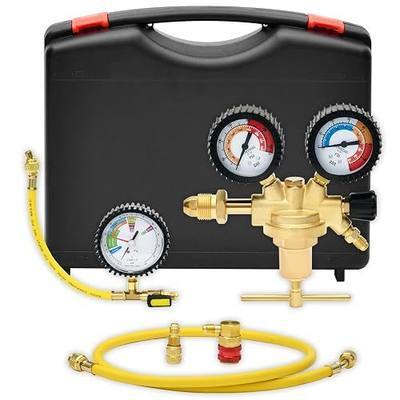 CAMPFIRE Nitrogen Pressure Regulator Kit, Automotive/HVAC Leak Testing Tool Set with CGA580 Inlet, Includes 1/4" FL-M Leak Test Adapter, 38" High Pressure Hose, R134a R410A Adapters for A/C Systems