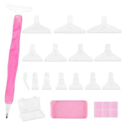 Phinus Diamond Art Pens 24P, Acrylic Diamond Painting Pen with Various Tips and Dotting Clay, Ergonomic Diamond Art Tools Set for 5D Gem Paintings (Pink)