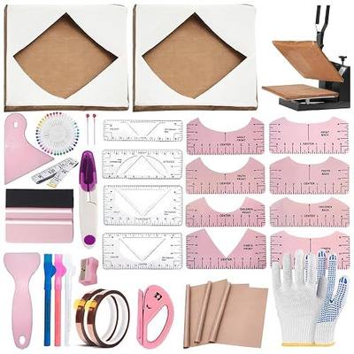 DNSGOOR Sublimation Shirts Tool Kits for Vinyl Alignment with 2 Pcs Heat Press Platen Wrap Cover 15 x 15 Inch for Cricut Heat Press HTV Vinyl Center Designs,Craft Sewing Accessories