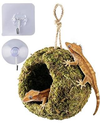 Handmade Crested Gecko Tank Accessories – Bearded Dragon Accessories, Reptile Hideout, Hermit Crab and Small Reptile Habitat 4.7×3.5×9in