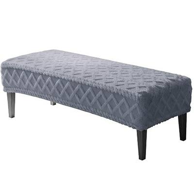 Gilprop Stretch Jacquard Dining Bench Cover, Slipcover Rectangle Soft Seat Protector Cover Dustproof Removable for Dining Room Living Room Bedroom Kitchen Hotel Fits 39.4~55.1 Inch Benches(Gray)