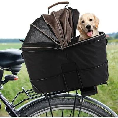 Foldable Bike Pet Rear Basket with Safety Leash & Comfort Pad, Universal Heavy Duty Rear Mount Carrier for Small Medium Dogs Cats Cycling Travel