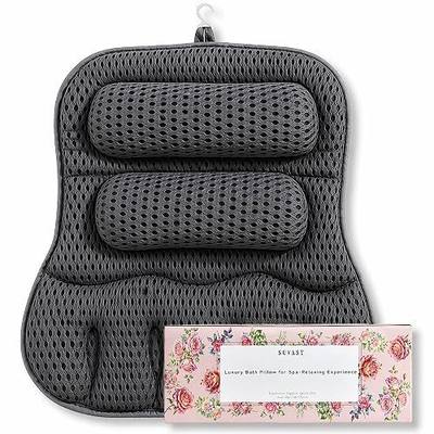 Luxury Bath Pillow for Tub, with 10 Strong Suction Cups, Non-Slip Bathtub Pillow for Head Neck & Back Support, Extra Large 21” Spa Bath Pillow, 4D Air Mesh Quick-Dry, Gift for Women(Grey)