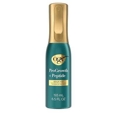 OGX ProGrowth + Peptide Serum Mist, Heat Protectant Spray Instantly Thickens Hair Root to Tip While Protecting from Breakage for Visibly Thicker, Fuller Hair, 6.5 fl. oz