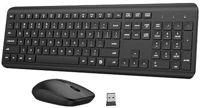 Wireless Keyboard and Mouse Combo, Full-Size Silent Ergonomic Keyboard and Optical Mouse, Long Battery Life, 2.4GHz Lag-Free Cordless Mice Keyboard for Computer, Mac, Laptop, PC, Windows