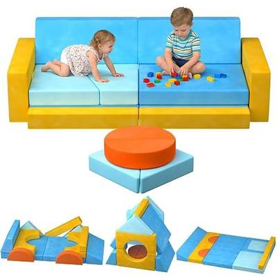15pcs Kids Couch Climbing Blocks with Ball Pit, Toddler Climbing Foam Toys Indoor, Colourful Soft Play Set, Exercise Play Structures & Playground (Balls not Included)