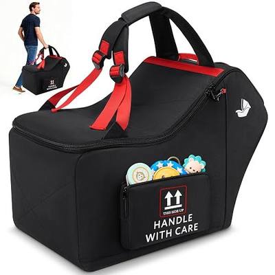RAINSMORE Infant Car Seat Travel Bag for Airplane Padded Car Seat Backpack | Fits Most Baby & Infant Car Seats,Compatible with Nuna Pipa, Chicco&UPPAbaby,Gate Check Bag with Side Pocket for Air Travel