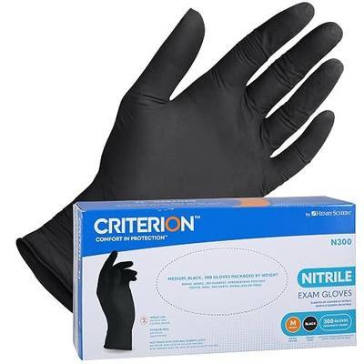 Henry Schein Criterion N300 Nitrile Exam Gloves, Black – 300/Box, Latex-Free, Disposable, Textured Fingertips, Beaded Cuff