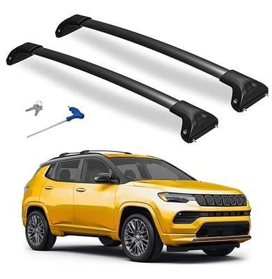 300lbs Roof Rack Cross Bars Compatible with Jeep Compass 2018-2026 | Heavy Duty Aluminum Lockable Car Roof Rails Crossbar for Rooftop Cargo Luggage Kayak Canoe Bike Snowboard Black