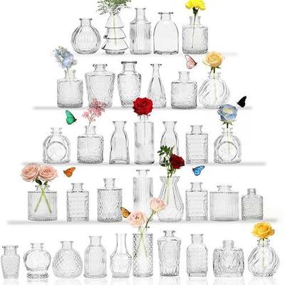 Clear Glass Bud Vase Set of 36 Pcs,Small Bud Vases in Bulk,Glass Crystal Flower Vases Table Centerpieces for Party Event Wedding Decor Baby Shower Decorations (Clear, 36 Pcs)