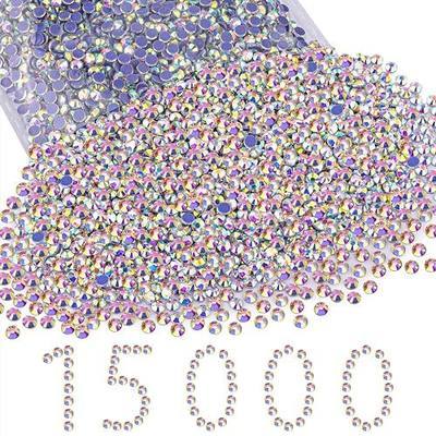 15000Pcs Hotfix Rhinestones for Clothing, AB SS10 Iron On Flatback Glass Gems,Bedazzler Crystals Rhinestones for Crafting Clothes Hats Shoes Fabric Bedazzling Decor Nail Art