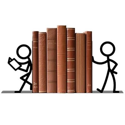 Metal Bookends Reading People Book Ends for Shelves | Figurine Bookends Decorative Unique Desk Bookend Black Book Stopper for Home Reading Bookshelf Decor Book Lovers Gift