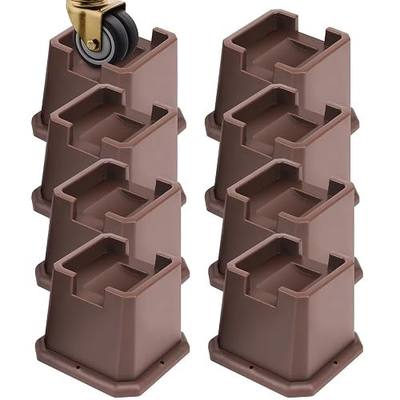 Adjustable Bed Furniture Risers Elevation in Heights Heavy Duty Risers for Both Posts and Wheels of Furniture Sofa Bed Couch Table (Brown 8 Pack, 3 Inch)