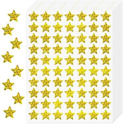 2100 Pack Gold Foil Star Stickers, 0.6" Small Reward Sticker for Kids,Holographic Stickers for Behavior Charts, Student Planners, School Classroom Teacher Supplies and DIY Handicrafts