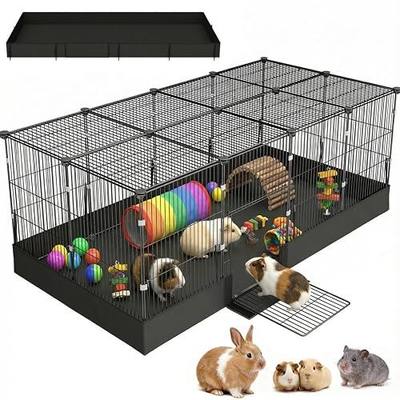 20 Planes Guinea Pig Cages Enclosed Hamster Cage with Door & Waterproof Liner, Expandable Cage for Guinea Pigs, Metal Wire Yard Fence Rabbit Cage