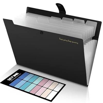 SKYDUE Accordion File Organizer, Expanding File Folder with 8 Pockets, Portable Document Paper Organizer, Letter/A4 Size Filing Folder,School Office Supplies Hospital Bag Essentials Black