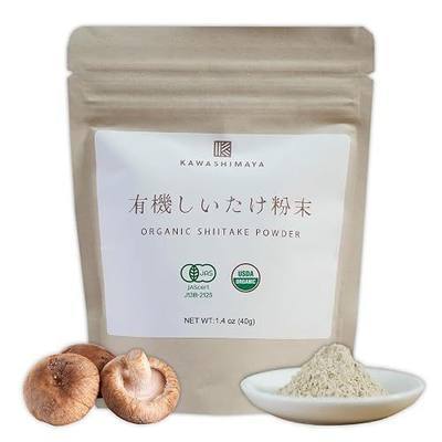 Kawashimaya Organic Shiitake Mushroom Powder 1.4 oz (40g) - No Additive, Gluten-Free, Vegan-Friendly, No MSG, Salt, and Sugar. Made in Japan